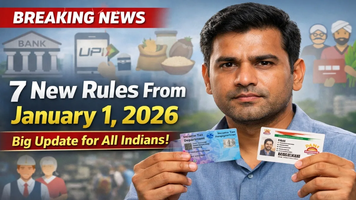7 New Rules From 1st January 2026 in India affecting banking, PAN Aadhaar and pension