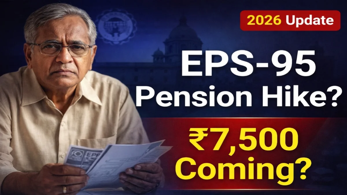 EPS-95 Pension Hike New Update 2026 showing Indian pensioner and ₹7,500 pension question